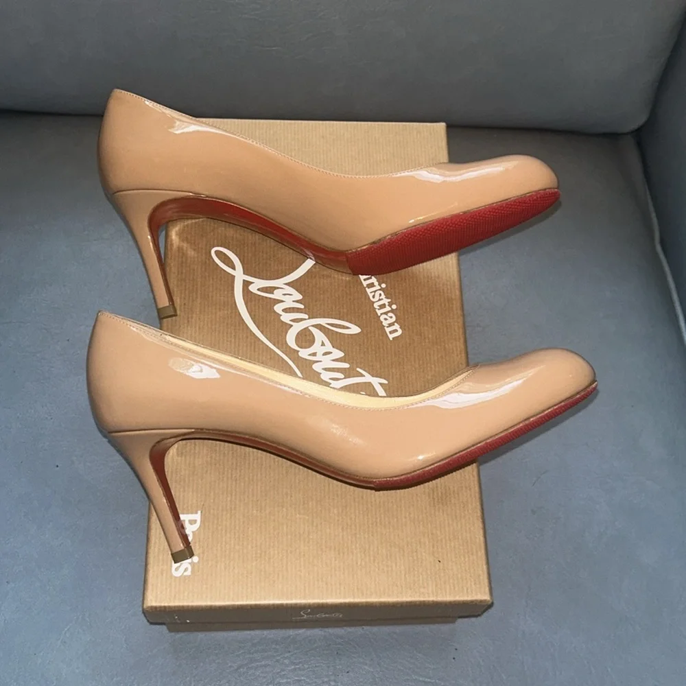 “REASONABLE OFFERS” CHRISTIAN LOUBOUTIN” Simple Pump 70 Patent Calf-Nude 6248 👠 - Picture 2 of 11
